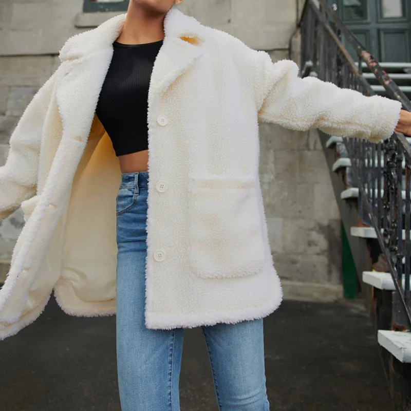 MONMOIRA однотонные однобортные негабаритные меховые пальто женские повседневные