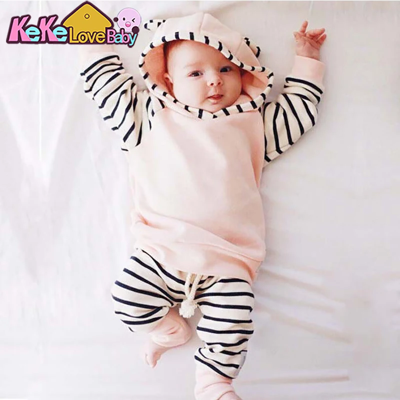2021 Autumn Baby Boy Clothing Set Long Sleeve Warm Hooded T-shirt+Pants Infant 2Pcs Suit Newborn Cute Girls Clothes | Детская одежда и