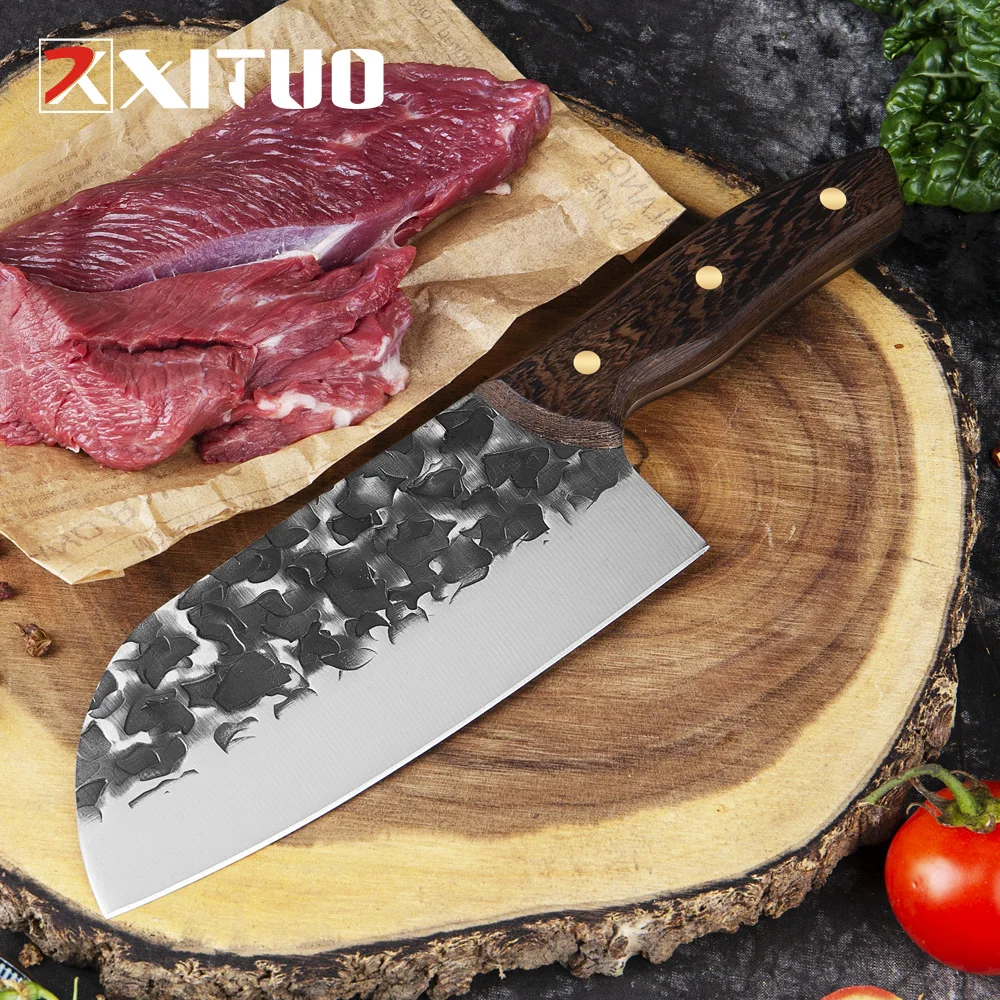 

XITUO 7 дюймовый нож для Разделки мяса ручной кованые Ножи чистого шелка с высоким содержанием углерода Сталь шеф-повара, охотничьи ножи, мясни...