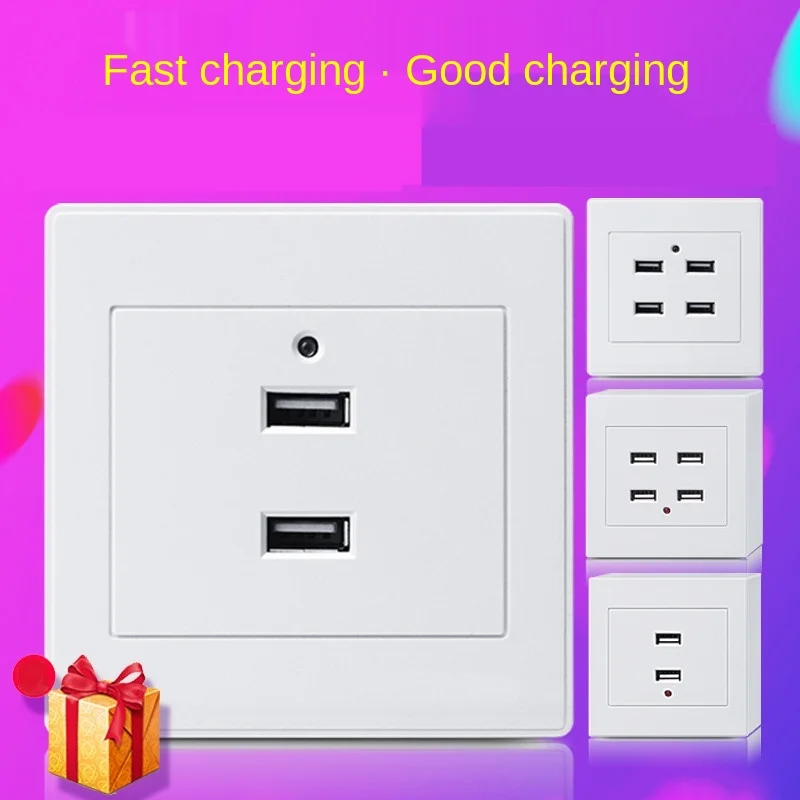 

UK standard USB wall socket, universal mobile phone charging 5V2.1A port, bedroom office socket with LED indicator AC110V-250V