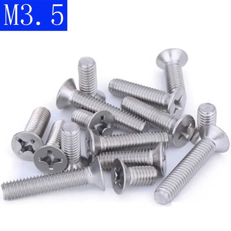 

M3.5 - 0.6 304 Stainless Steel Phillips FLAT HEAD Machine Screw DIN 965 Bolts ISO 7046