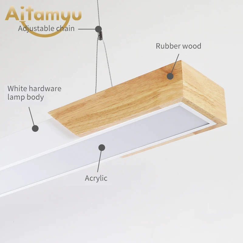 Скандинавские подвесные светильники деревянные с акриловым абажуром офисный
