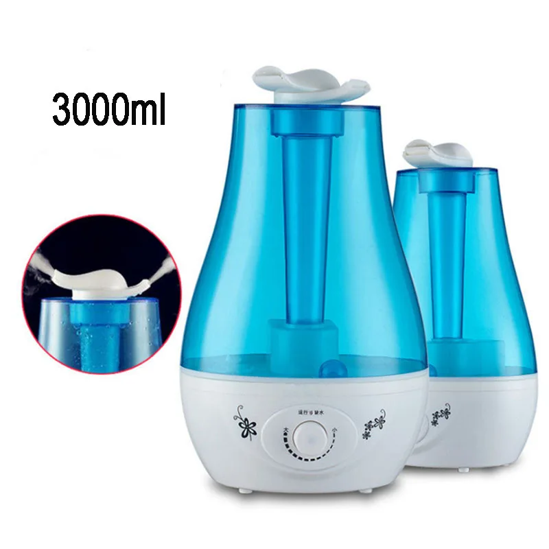 

3L Ultrasonic Mist Maker Air Humidifier Double Sprayers Home Office Mist Maker Essential Oil Aroma Diffuser LED Lamp Fogger