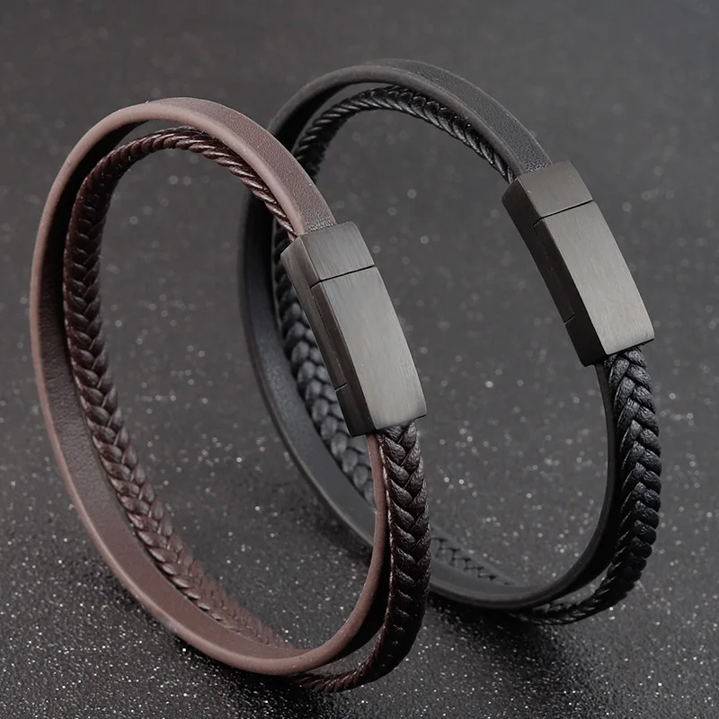 

Special Luxury Style Simple Leather Combination Stitching Men's Leather Bracelet Magnet Bracelet Boyfriend Christmas Gift