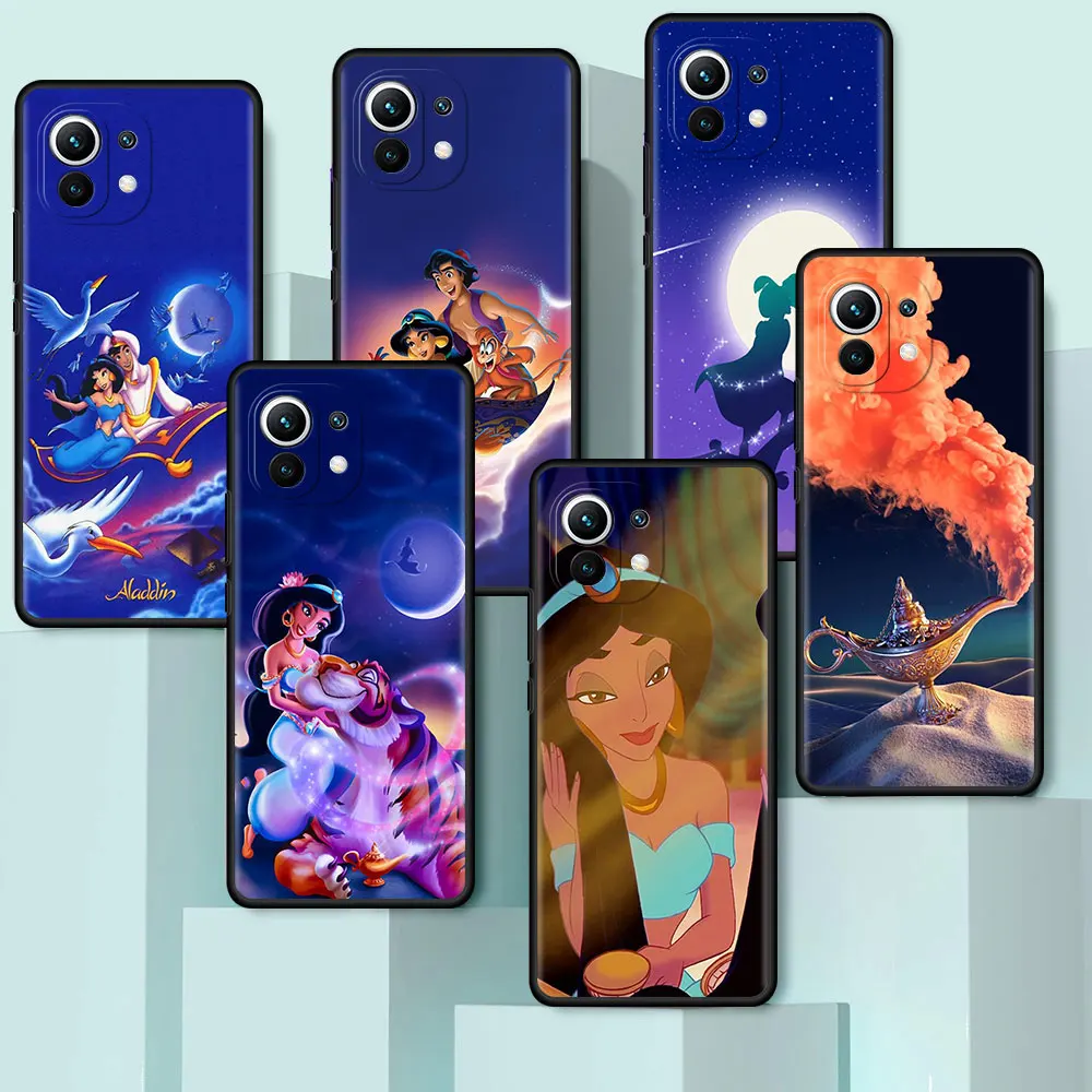 

Мягкий чехол для Xiaomi Mi 11, 10T Pro, 9T, Note 10 Lite, 9, Роскошный чехол для 11Lite, зеркальный Черный силиконовый чехол для телефона, Aladdin, Принцесса Жасмин
