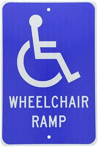 

Warning Sign Handicap Parking Sign Wheelchair RAMP with Handicapped Symbol Road Sign Business Sign Aluminum Metal Tin Sign