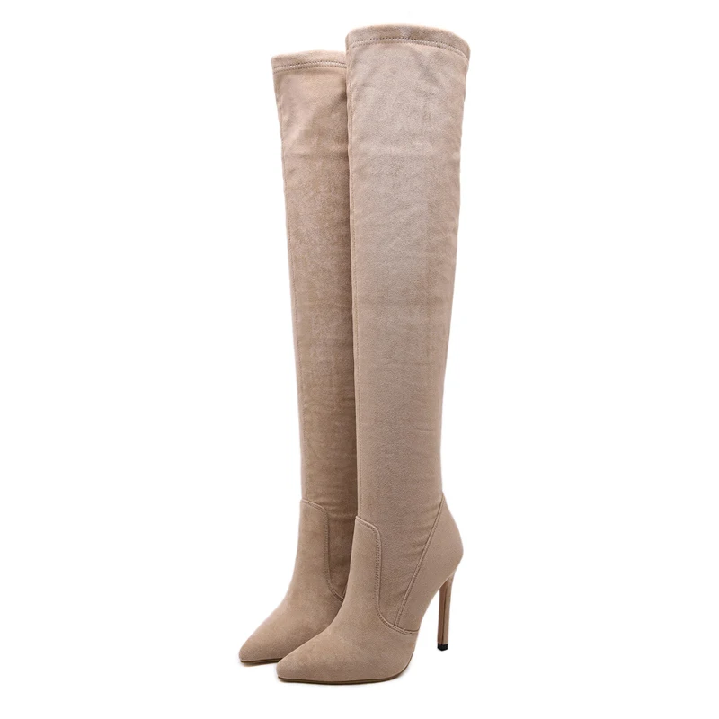 sexy boots Women Thigh High Boots Fashion Suede Leather Heels red long Female Over The Knee Shoes LJA906 |