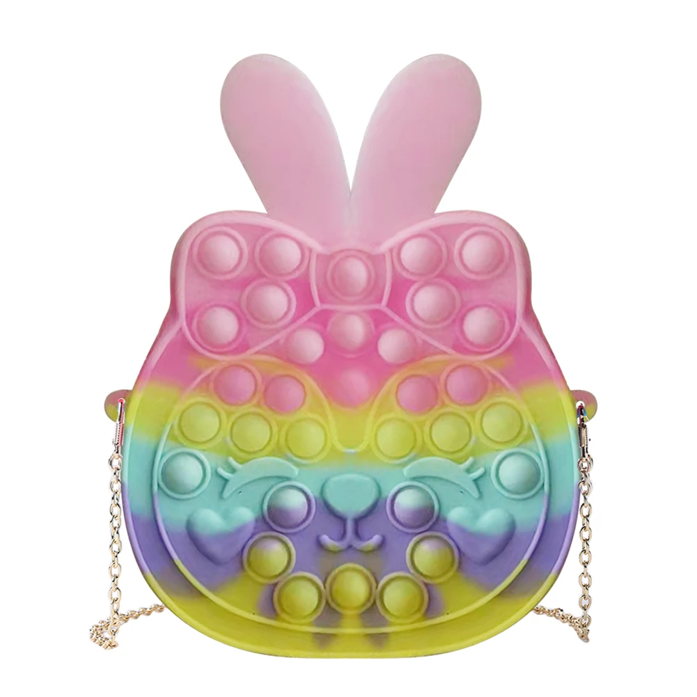 

Силиконовая антистрессовая игрушка для детей, подарок, кролик, сумка через плечо, Пузырьковые игрушки, аутизм, сенсорное сжимание, антистре...