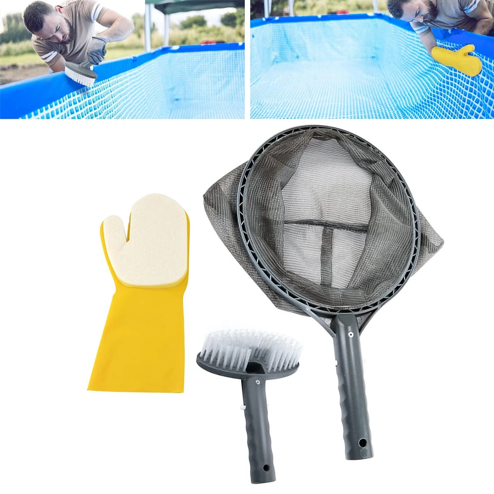 

Portable Swimming Pool Cleaning Kit Spray Maintenance Cleaner Tools With Suction Head Skimmer Net Pool Accessories With Glove