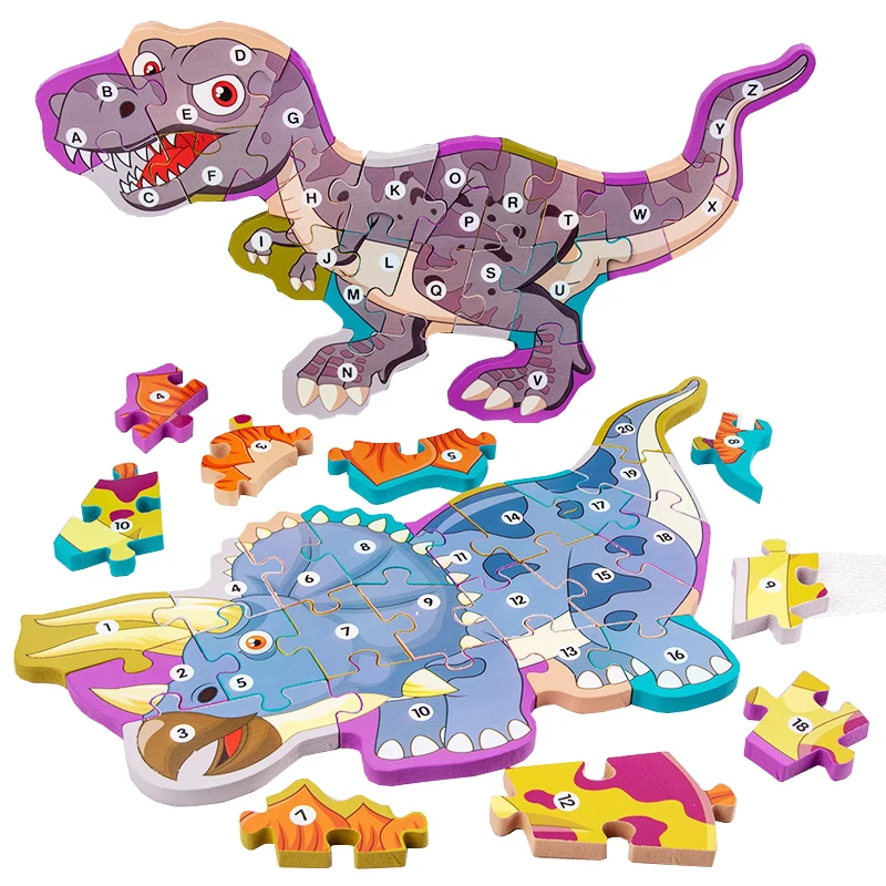 

Новые детские развивающие игрушки, деревянный динозавр, детские 3d головоломки, обучающие игрушки для детей, цифры, животные, алфавит, пазлы