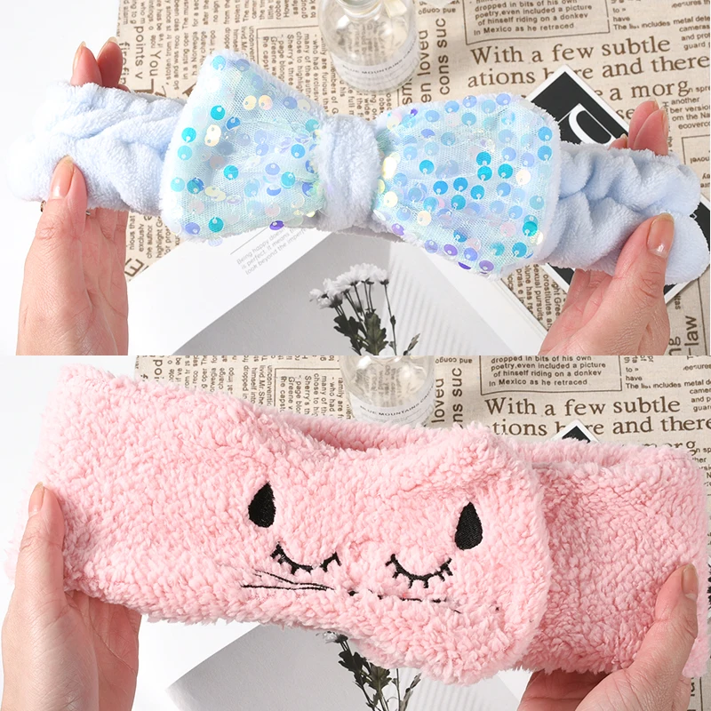 Новинка 2020 ободок с бантиком из кораллового флиса блестками для женщин и девочек