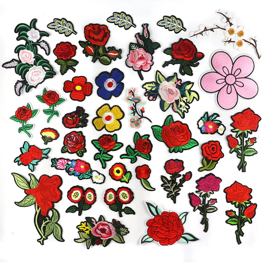 Розовые маленькие нашивки цветок вышитые металлическая аппликация для одежды