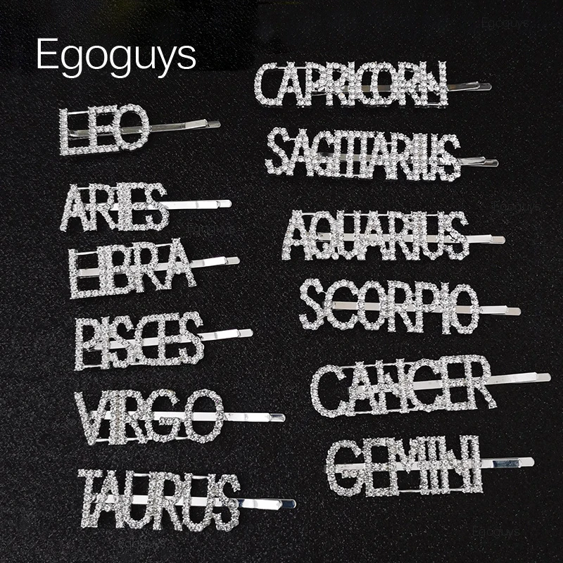 

1Pc Shining Constellation Letter Hairpins Girls Crystal Rhinestone HairClip Women Styling Tool Hairgrip Diamond Hair Accessories