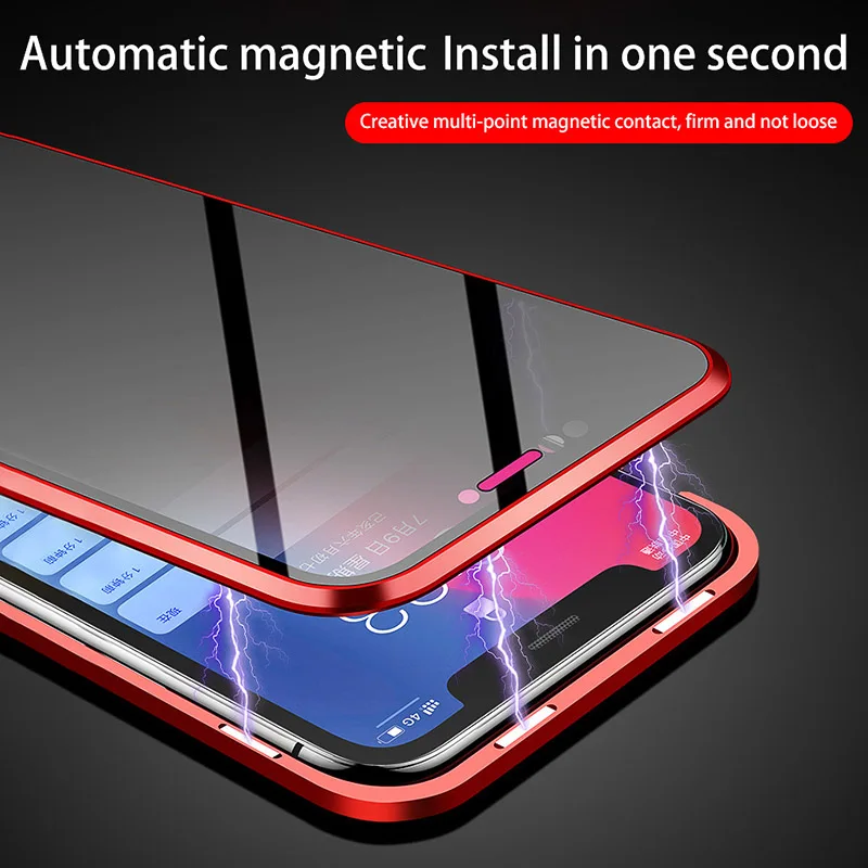 360 Магнитный защитный стеклянный чехол для Iphone 11 12 Pro Max чехлы бампер 7 8 XR X Xs 6 6s Plus