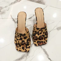 charming leopard square toe sexy thin high heel women sandals europe usa 2021 summer new fashion versatile female slippers shoes