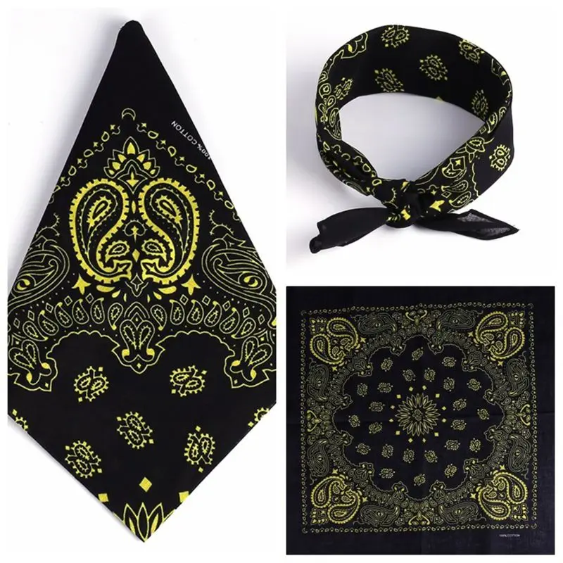 

Ethnic Colored Sunflower Double Paisley Floral Unisex Cotton Square Scarf Motorcycle Headband Bandana Hip-Hop Wristband Neck