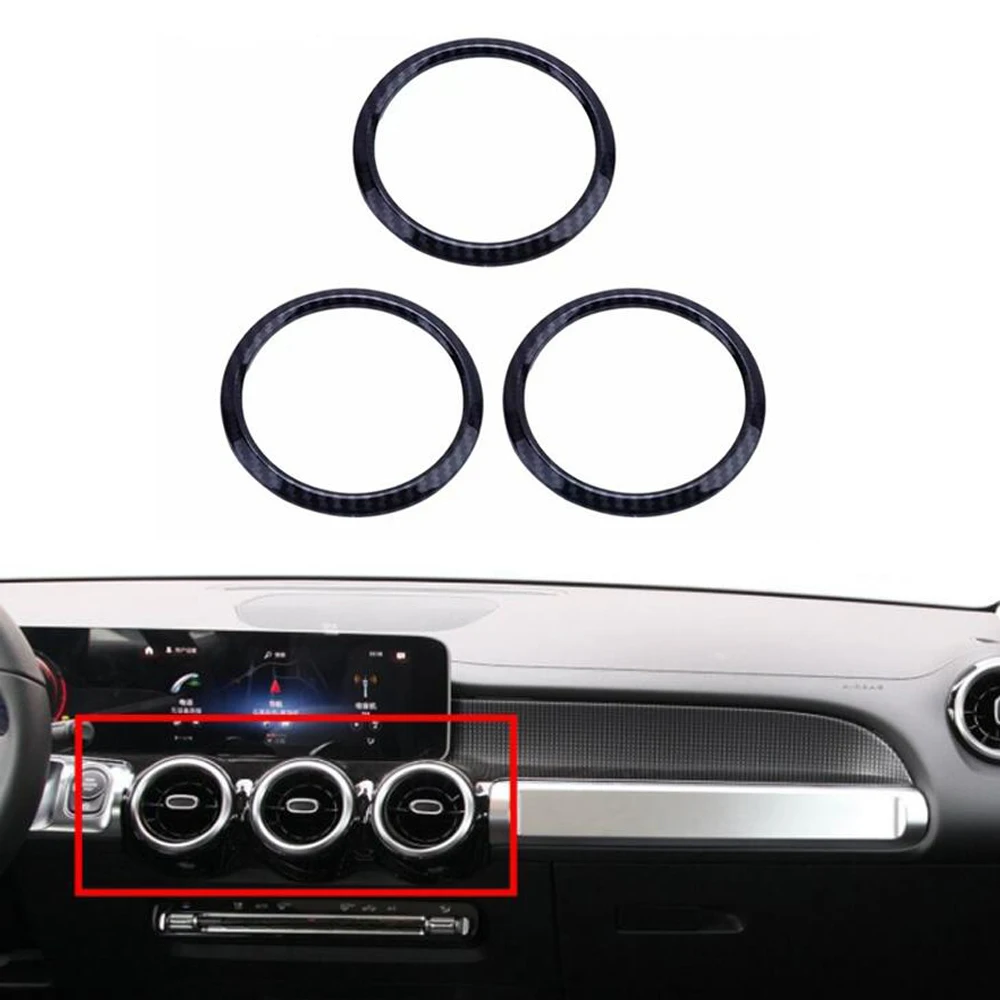 

3pcs Car Dashboard Central Air Vent Decoration Ring Trim For Mercedes Benz GLA GLB CLA 2020 ABS Styling Stickers Auto Moldings