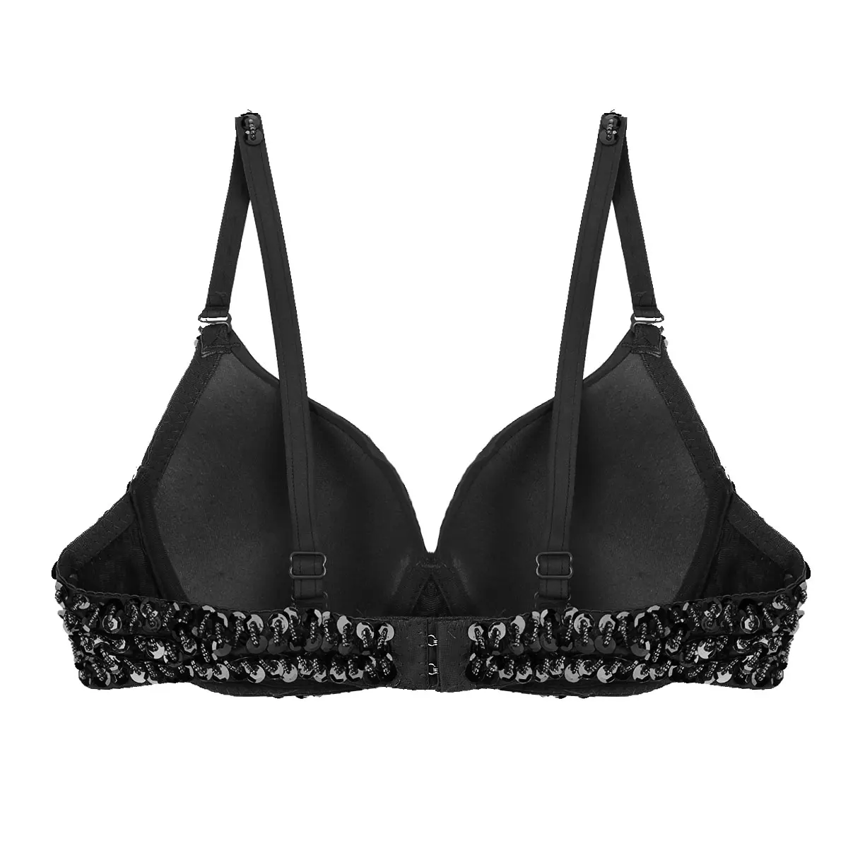 TiaoBug Women Adjustable Straps Shiny Sequins Beading Padded Bra Tops Festival Rave Performance Club Wear Belly Dance Costume |