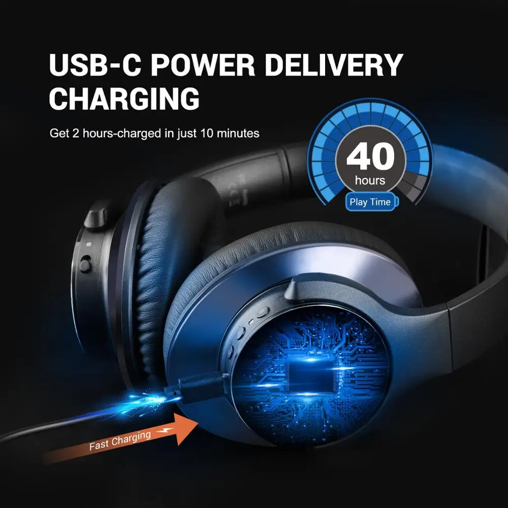 Беспроводные наушники Oneodio A10 ANC Bluetooth 5 0 Накладные с активным шумоподавлением
