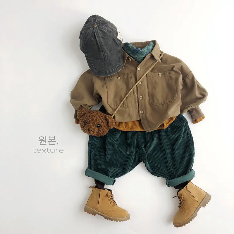 

Korean Style Children's Men's and Women's Fleece Shirt Fashionable Cardigan