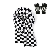classic black white checkered scarf women men checked plaids grids cosplay scarves winter warm knitted scarf for christmas gift