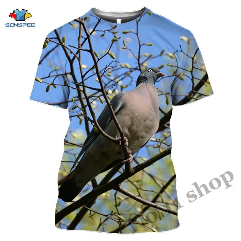 

Wild Pigeon T Shirt Flower Tshirt Hunting Animal Brid 3D Print Parrot Mens T-shirt Camo Women Clothing Hip Hop Rock Short Sleeve