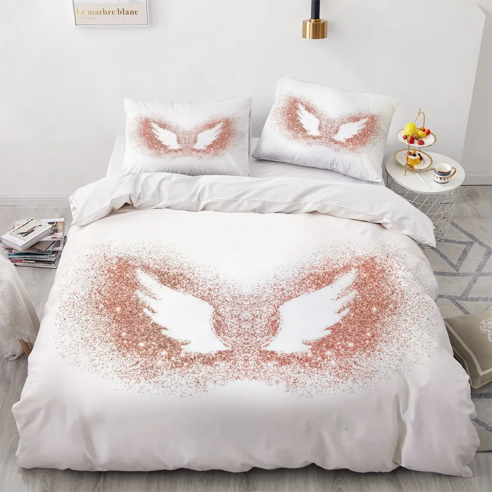 

3D Pink Bedding Set Custom Design Gray Quilt Cover Sets Modern Comforther Case Pillow Cover 200*230cm Full Twin Double King Size