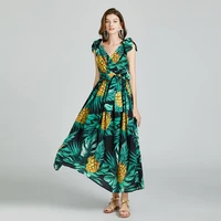 2021 summer fashion runway spaghetti strap sexy maxi dress womens vintage furit print holiday boho elgant party long dresses