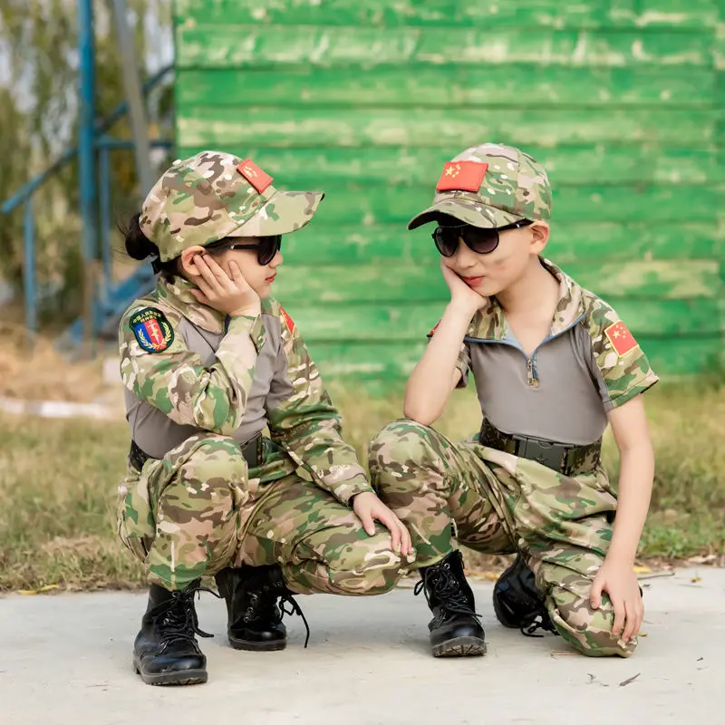 Детский Камуфляжный костюм для военной тренировки летний лагерь лягушки