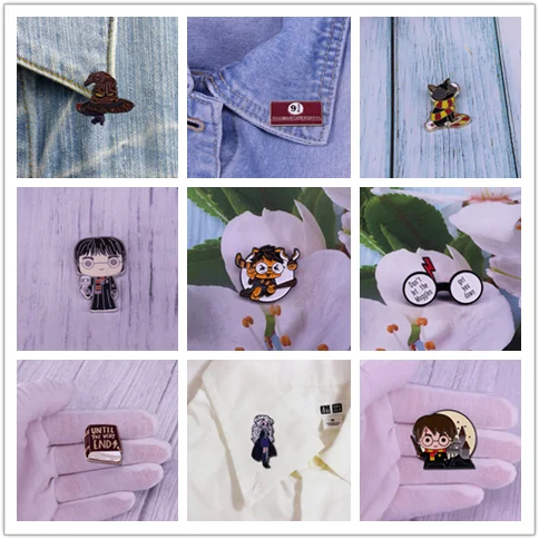 Металлическая мультяшная брошь Волшебная школьная эмалированная в виде кошки