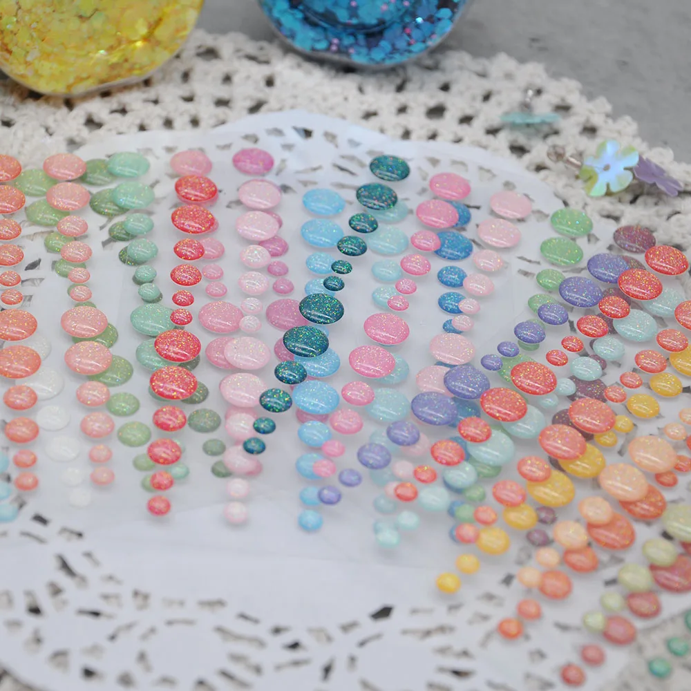 

Dots Sticker 6Sheets/Lot Scrapbooking Sparkle Glitter Stickers Sugar Sprinkles Self- Adhesive Enamel Resin DIY Sticker ES031
