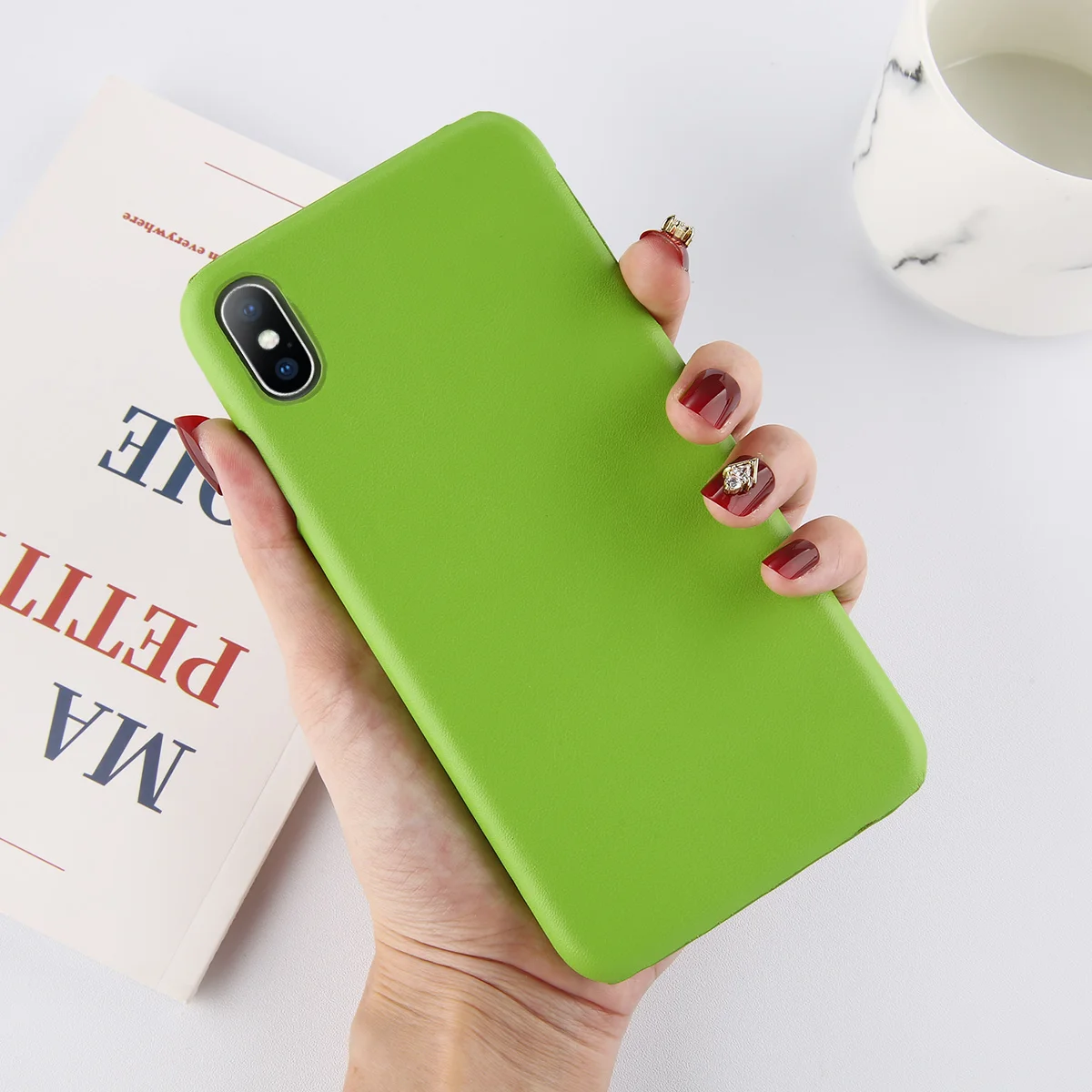 Lovebay матовый однотонный чехол для телефона для iPhone X XR Xs Max ультра тонкие простые Жесткие ПК-Чехлы для iPhone 6 6s 7 8 Plus задняя крышка - Цвет: Зеленый