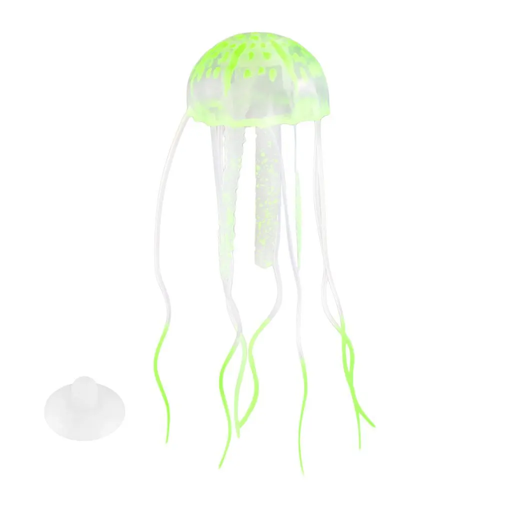 

Cute Silicone Glowing Effect Artificial Jellyfish Ornament Fish Toys Tank Aquarium Decoration Moves by Water Current in Tank