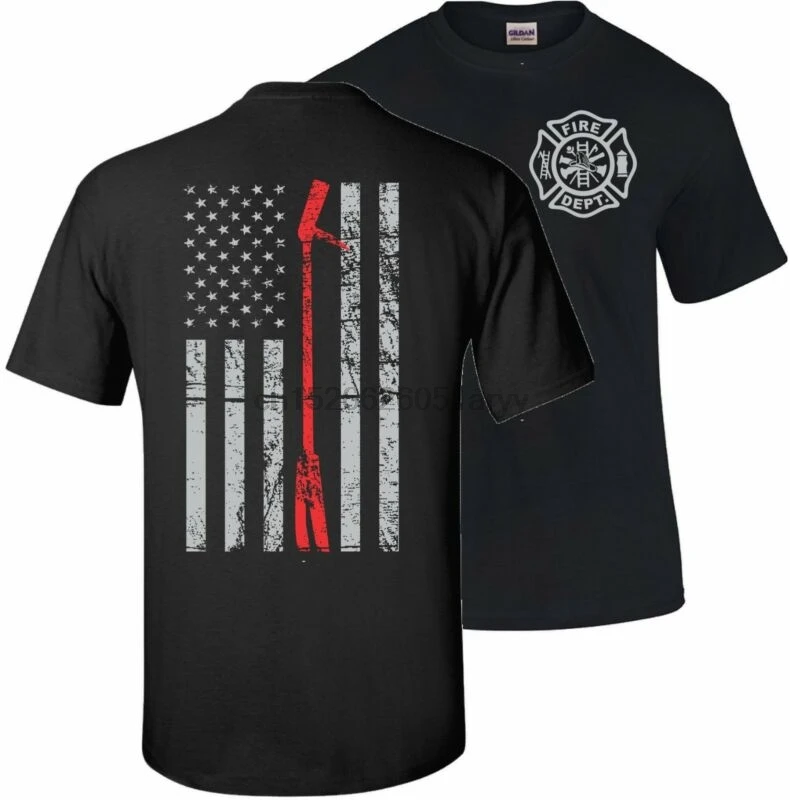 Тонкая красная линия флаг HALLIGAN пожарный отдел футболка тройник США Герой|Мужские