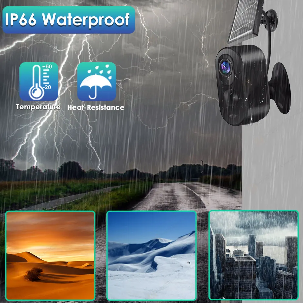 Солярная 4G IP-камера 3 Мп Видеонаблюдение на открытом воздухе Домашняя безопасность Google Home Аккумуляторная камера Alexa Tuya Черно-белая.