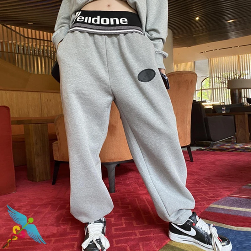 Pants WELLDONE Sweat Women Fashion High-waisted Thread Letter Printed Plus Velvet Warm Casual Pant Sweatpants Baggy