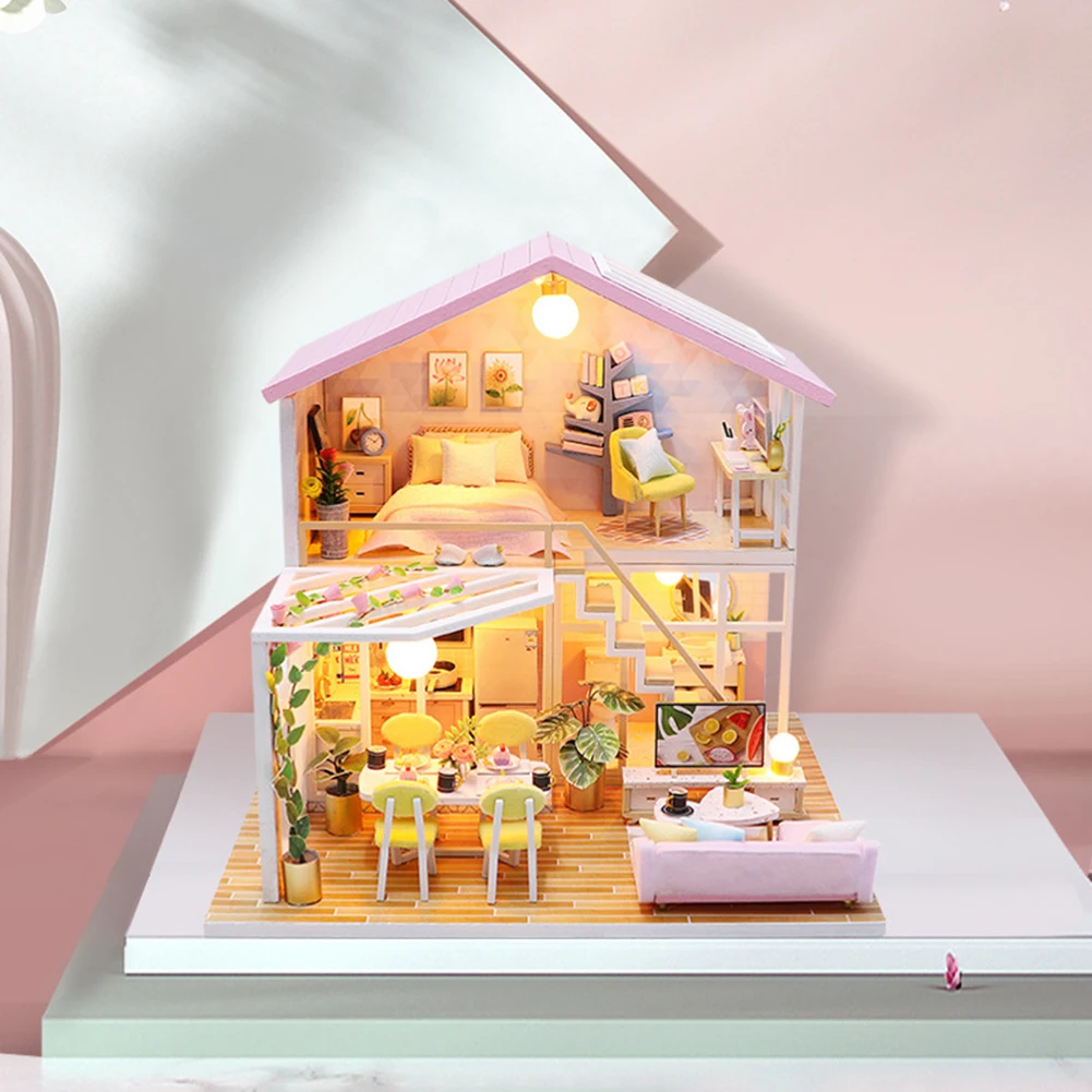 

DIY Miniature House Room Box Toys Children Stickers 3D Doll Manual Assembling Toys Furniture Kit for Kids Birthday