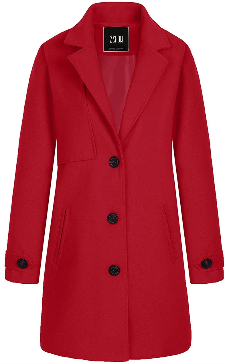 Women's Single Breasted Solid Color Classic Pea Coat
