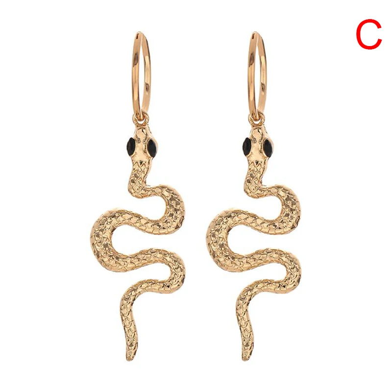 

1Pair New Punk Long Cobra Snake Pendant Earrings For Women Jewelry European Gold Color Animal Womens Stud Earings Girl Gift