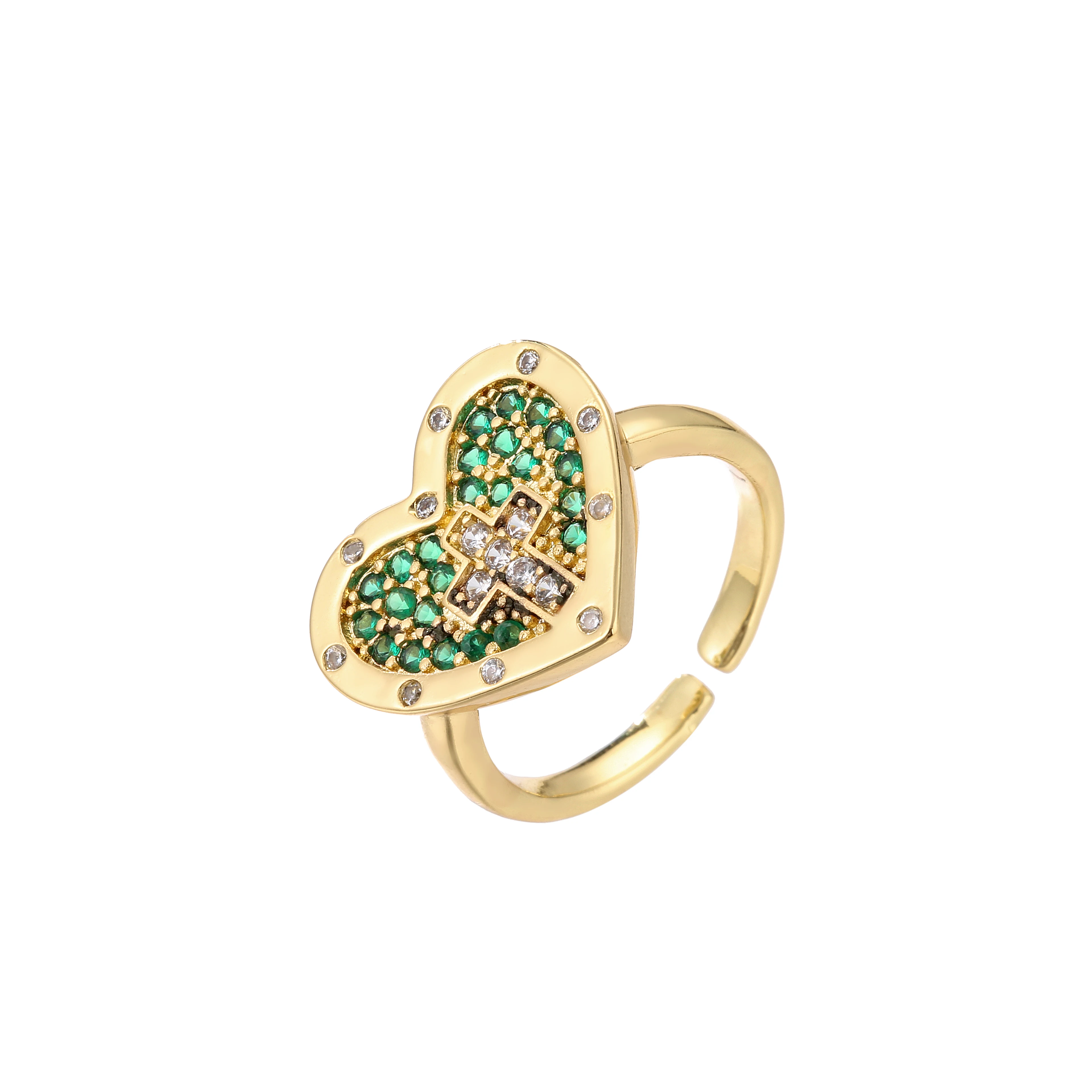 

HECH3NG,Colorful CZ Love Heart Angle Ring,Vintage Cupid The Cross Adjustable Ring,For Women Jewelry,Wholesale