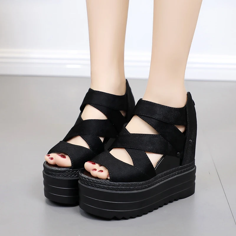 Lucyever/летние женские босоножки Модные сандалии гладиаторы на очень высоком