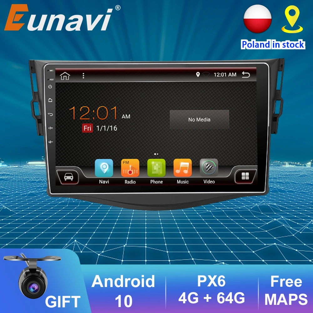 Автомагнитола Eunavi DSP 2 din Android 10 стерео для Toyota RAV4 2007 2011 мультимедийный видеоплеер