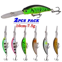 2pcs minnow fishing lures bass cank bait artificial hard fish lures fishing tackle saltwater freshwater 7 5g 10cm