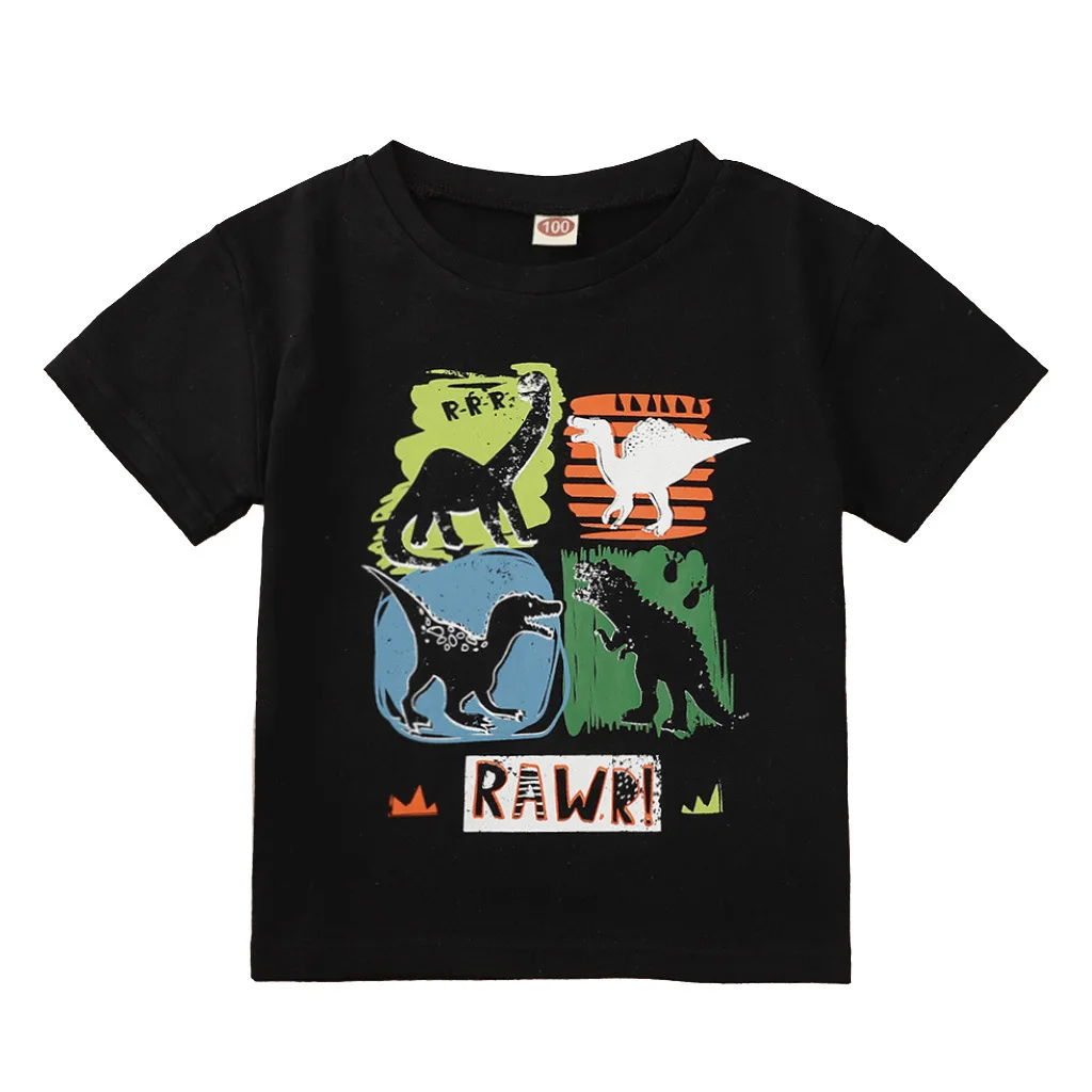

Summer Children Casual Cotton Short Sleeve O Neck Print Dinosaur Baby Girl Or Boys T-shirt 3-10T