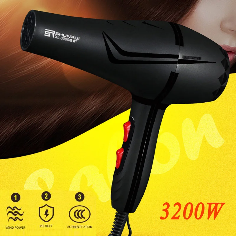 Профессиональный фен для волос Горячая и холодная ионная сильная мощность 3200 Вт