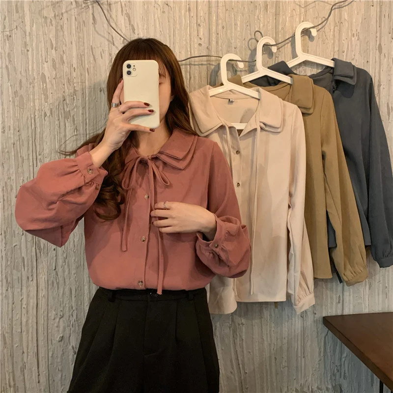 Рубашка с воротником для младенцев на шнуровке женский дизайн новинка 2021