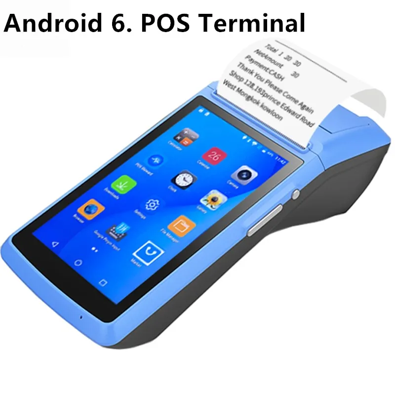 5 дюймов сенсорный экран POS машина 58 мм чековый принтер Android 6 0 КПК все в одном NFC