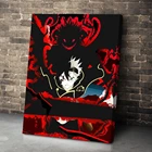 Модульная картина Asta с черным клевером, домашний декор, японское аниме, холст, живопись, современный печатный плакат, настенное искусство, рамка для гостиной