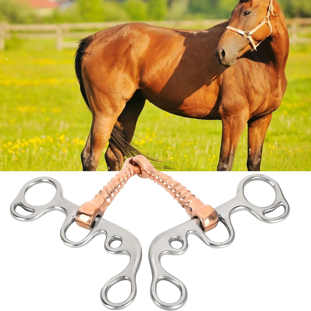 Broca de Snaffle de acero inoxidable para entrenamiento de caballos, suministros de equipo ecuestre, varilla de cobre roscada de acero inoxidable, broca de caballo-2