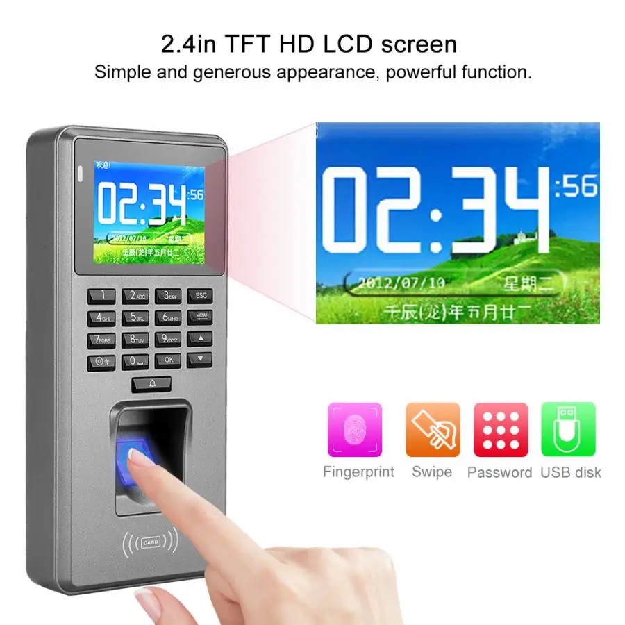 2.4in TFT Wiegand 26 отпечатков пальцев пароль 125 кГц RFID контроля доступа | Безопасность и